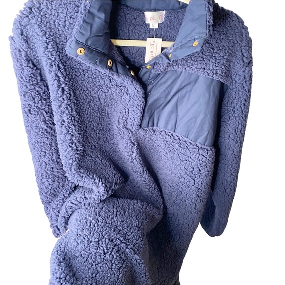 NWT Top it Off Blue Teddy Bear Oversized Cozy Pullover Sweater Faux Fur Blue 2XL - Picture 5 of 10